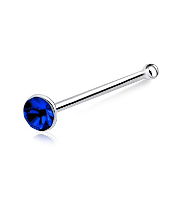 2.2mm Bezel Set Stone Bone Nose Stud Silver NSKD-58